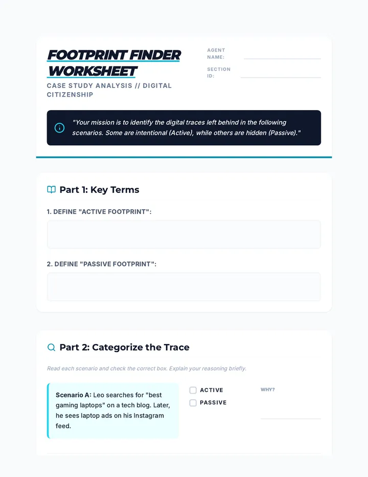 Footprint Finder Worksheet