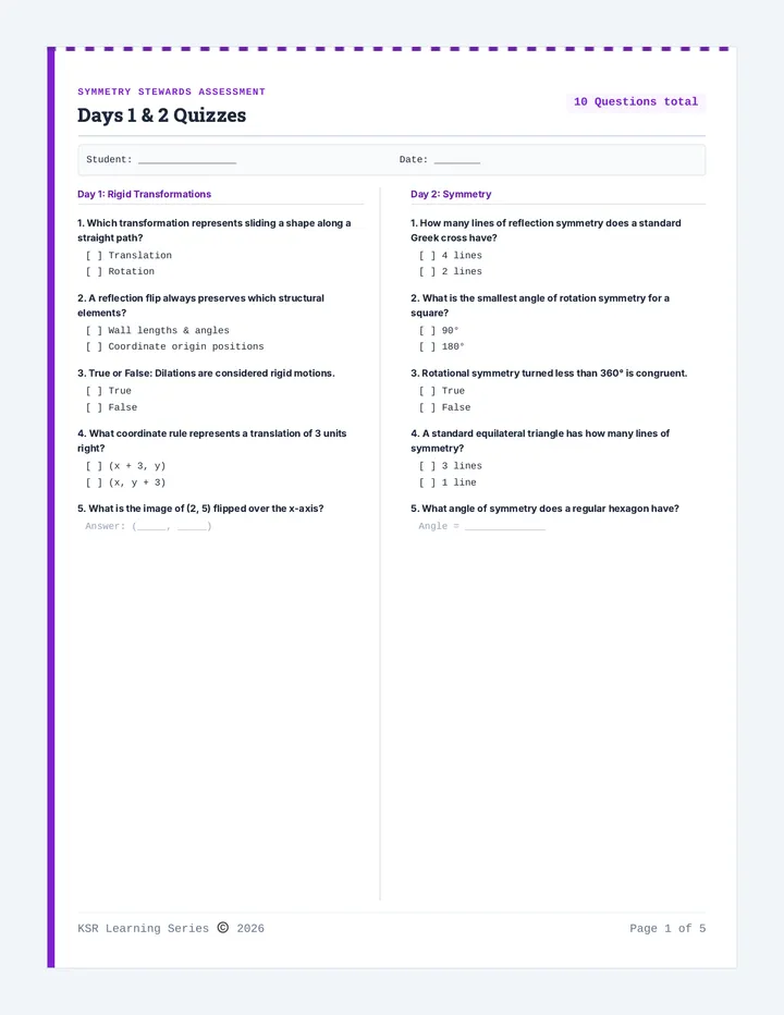 Symmetry Stewards Quizzes