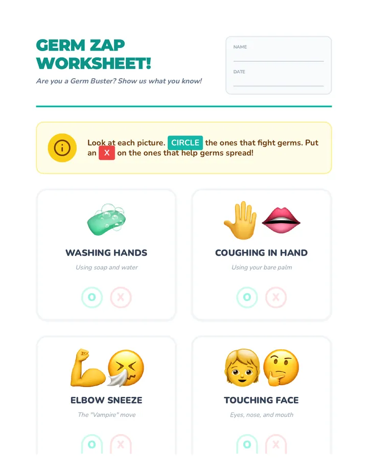 Germ Zap Worksheet