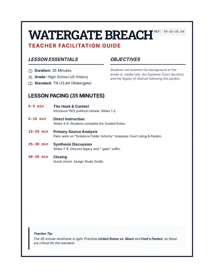 Watergate Breach Teacher Guide