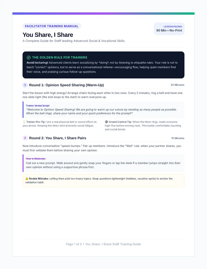 You Share I Share Facilitator Guide