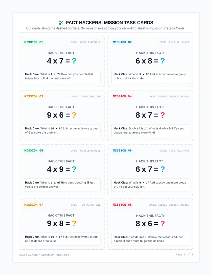 Fact Hackers Task Cards