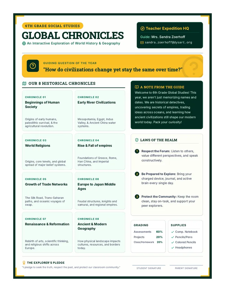 Global Chronicles Syllabus Flyer