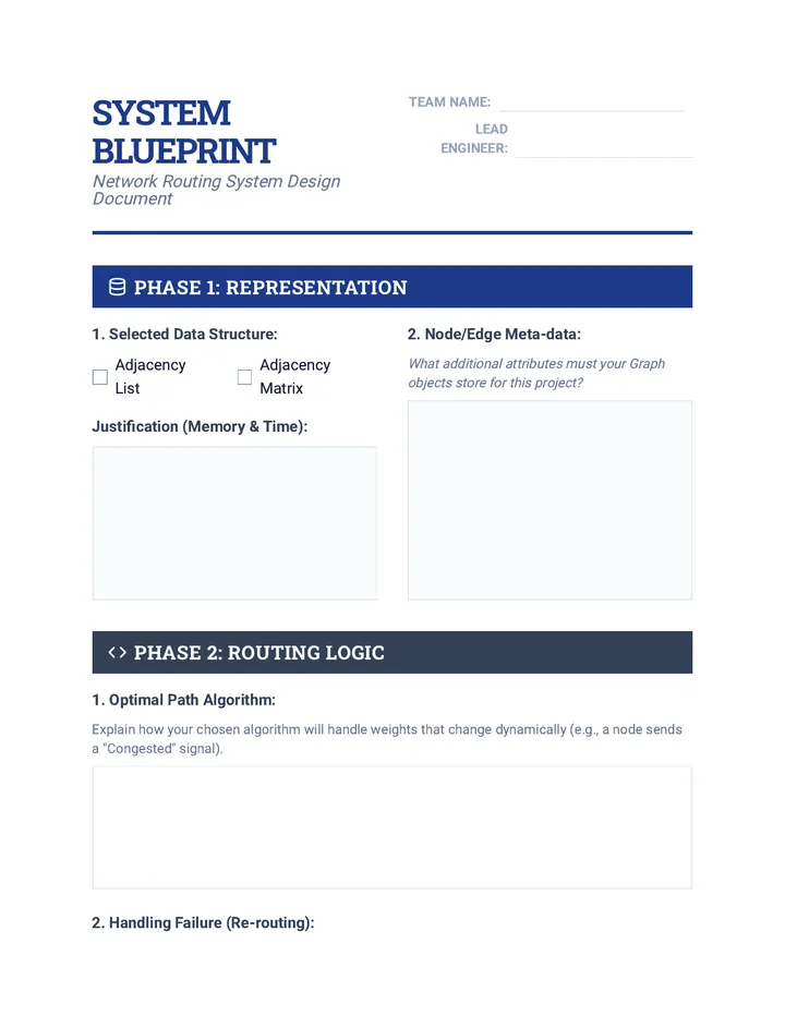 Routing System Blueprint Worksheet