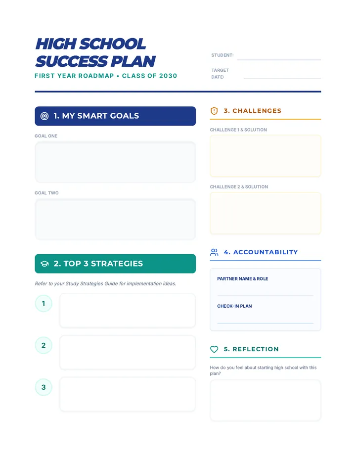 High School Success Plan Template