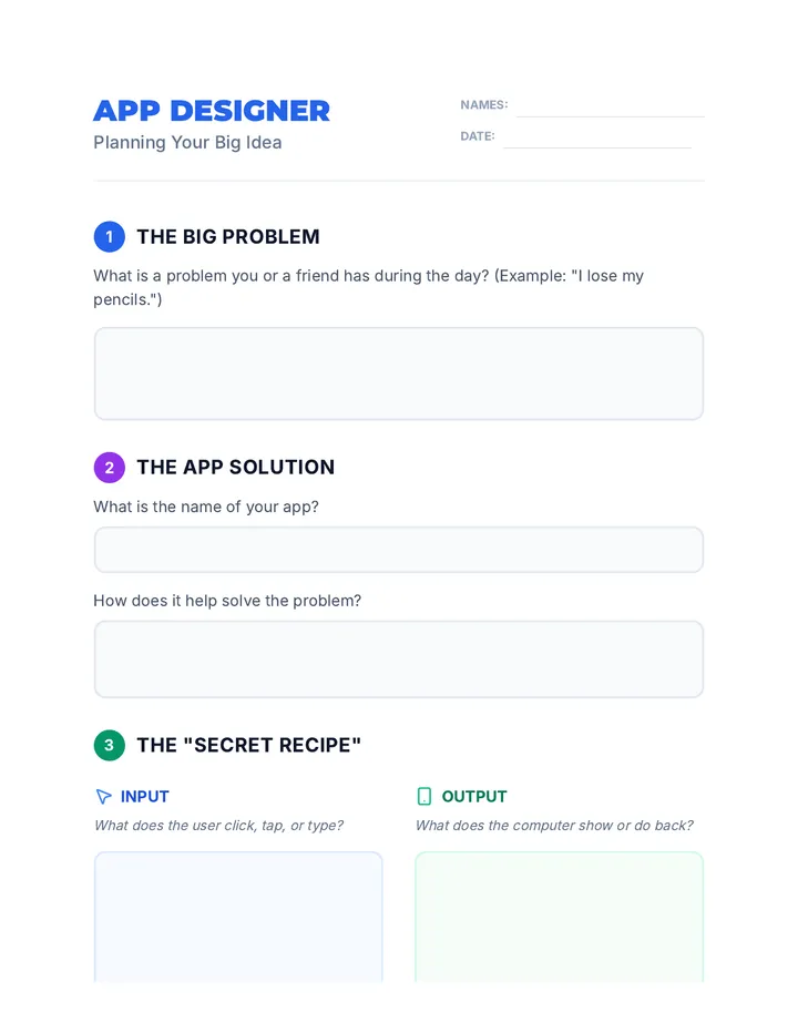 App Designer Planning Sheet
