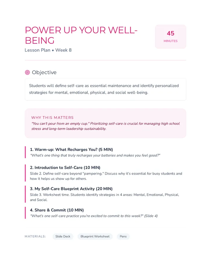 Power Up Your Well being Lesson Plan