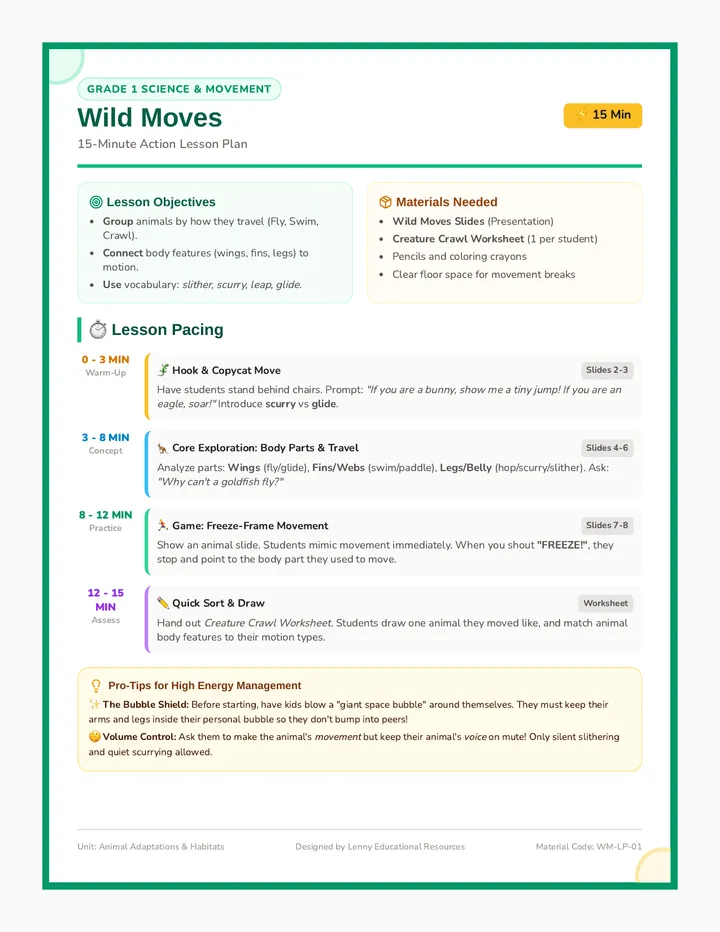 Wild Moves Lesson Plan