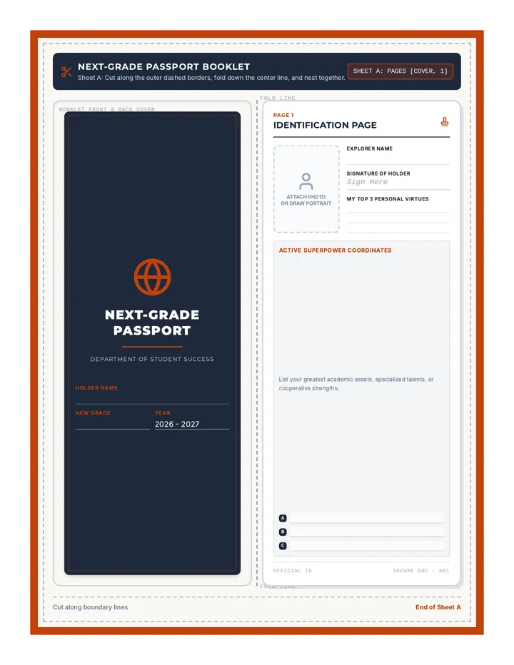 Next Grade Passport Craft Template