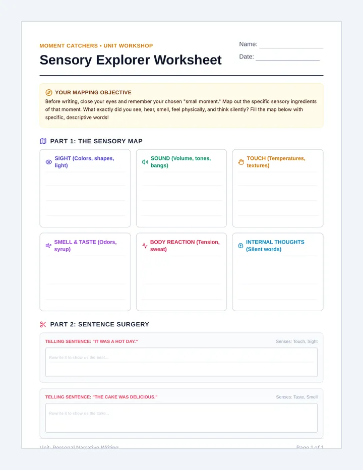 Sensory Explorer Worksheet
