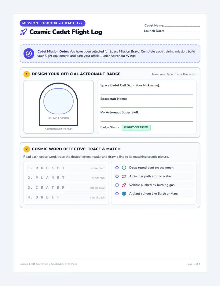 Cosmic Cadet Activity Pack