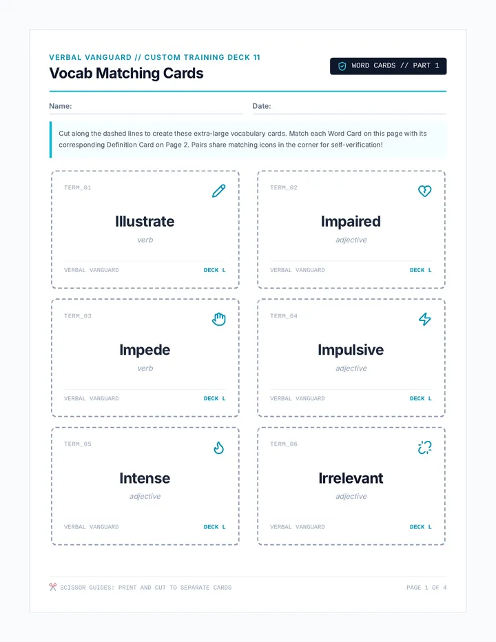 Vocab Matching Cards