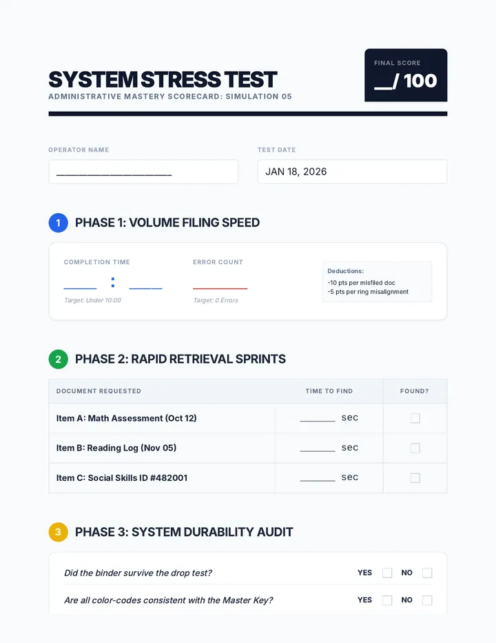 System Stress Test Scorecard