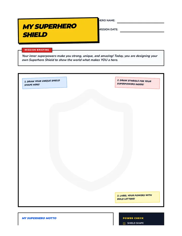 My Superhero Shield Worksheet