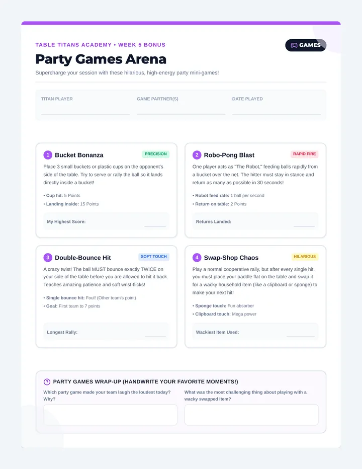 Titans Party Games Sheet