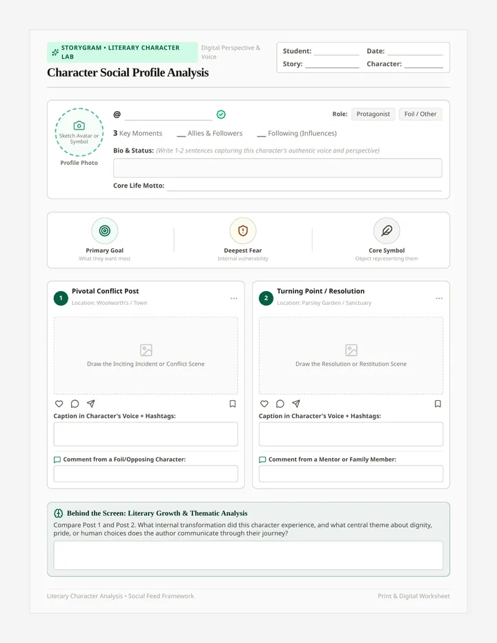 Character Social Profile Sheet