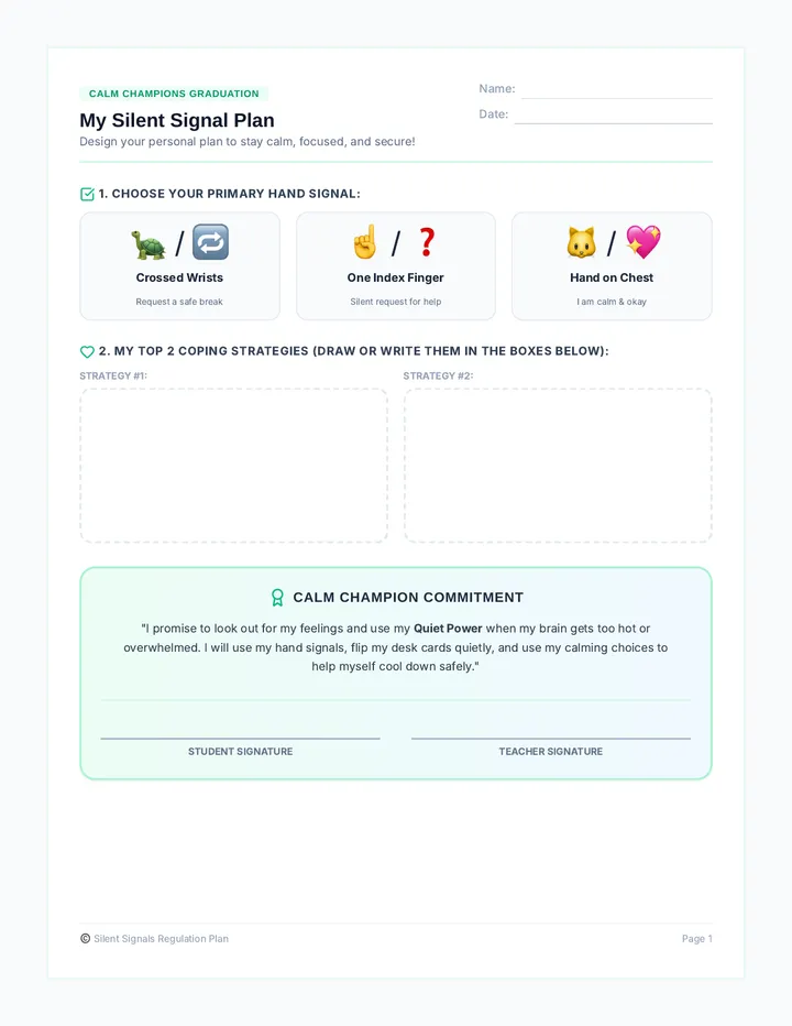 My Silent Signal Plan Worksheet