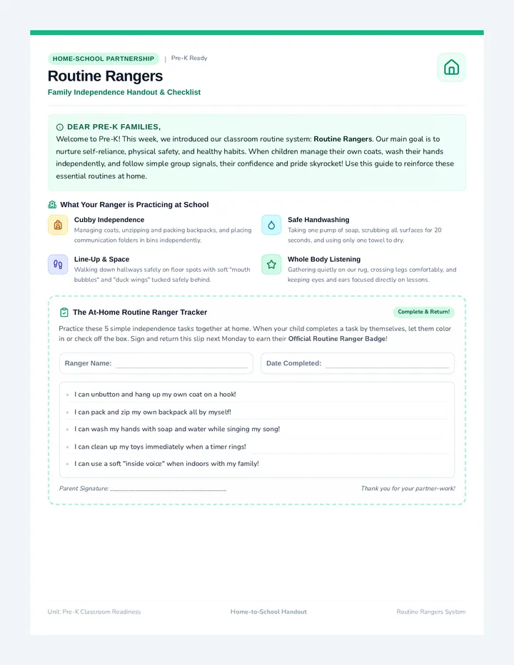 Routine Rangers Family Handout