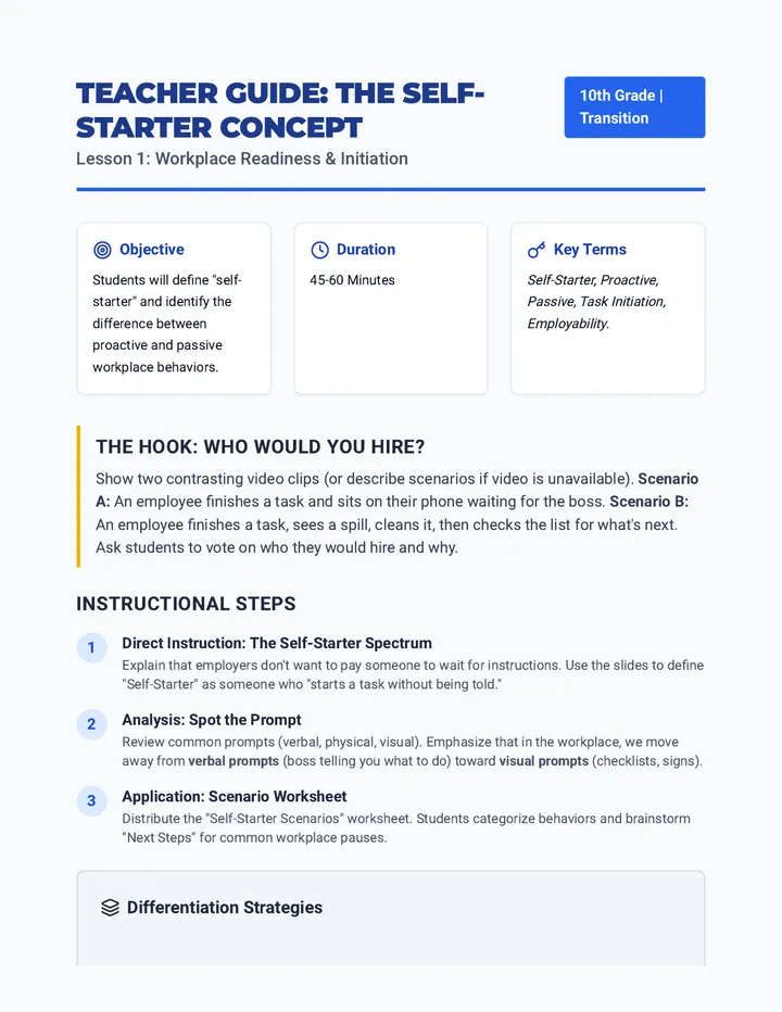 Self Starter Teacher Guide