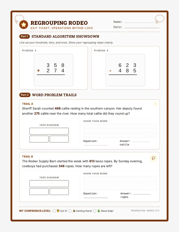 Regrouping Rodeo Exit Ticket