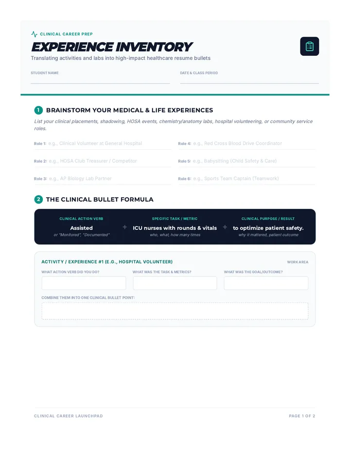 Experience Inventory Worksheet