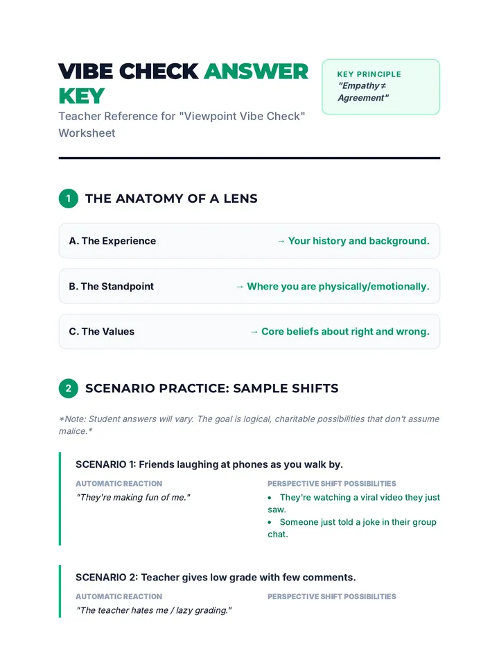 Viewpoint Vibe Check Answer Key