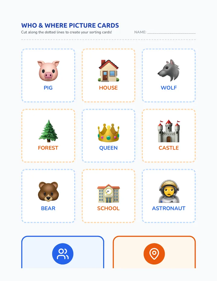 Who and Where Activity Cards