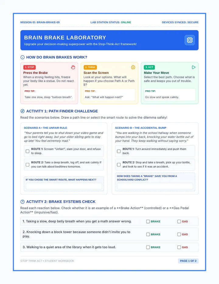 Brain Brakes Workbook