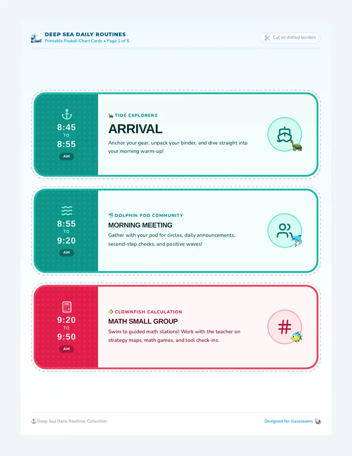 Deep Sea Schedule Cards