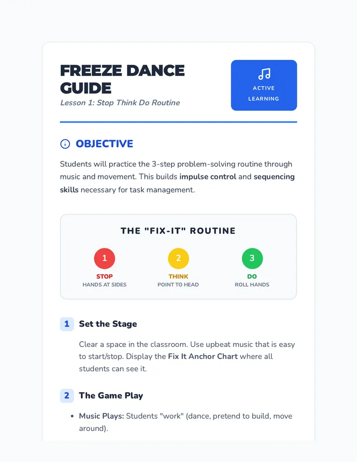 Freeze Dance Teacher Guide