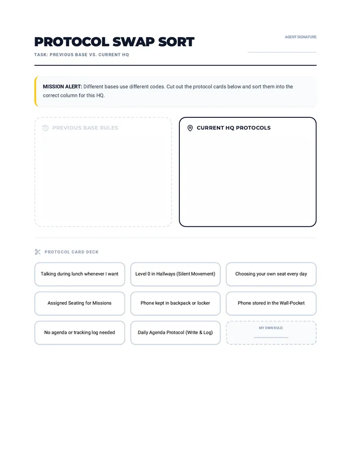 Rule Swap Sort Worksheet