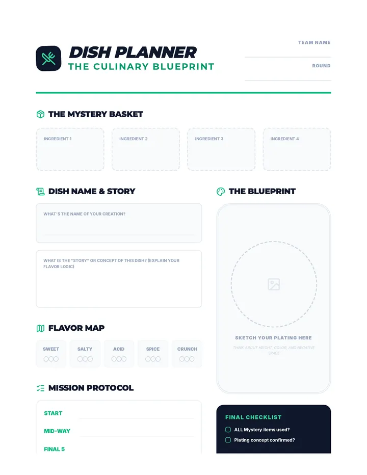 Kitchen Clash Dish Planner