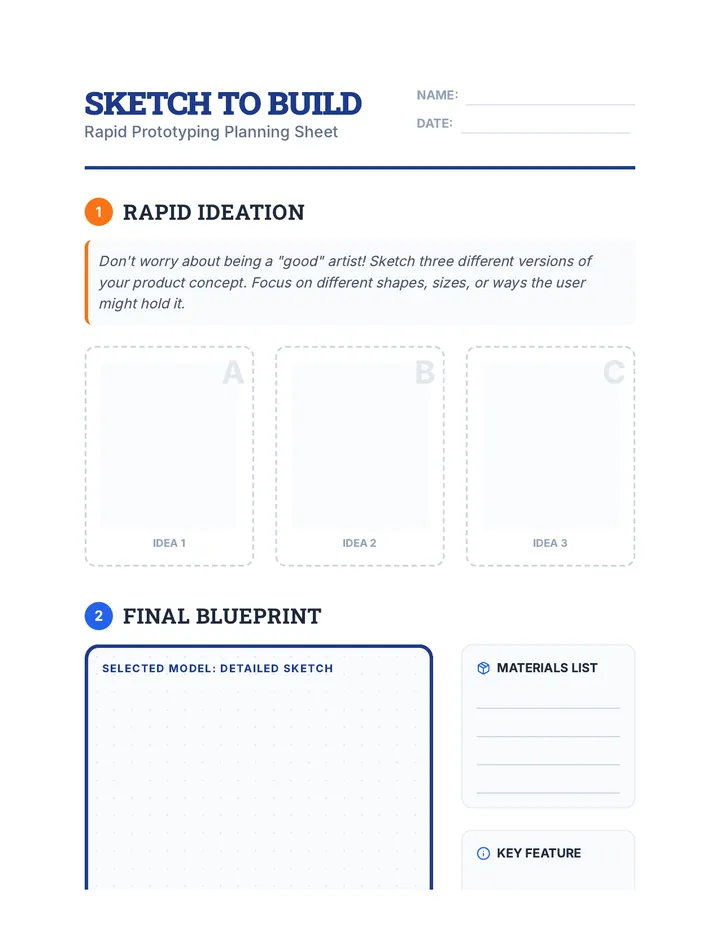 Sketch to Build Worksheet