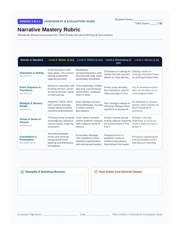 Narrative Mastery Rubric