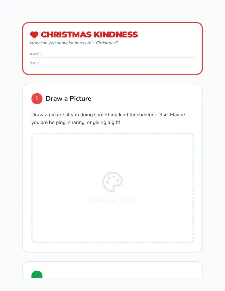 Christmas Kindness Worksheet