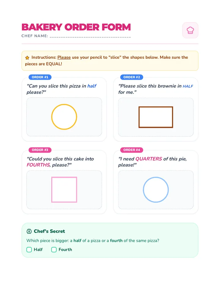 Bakery Order Worksheet Polished