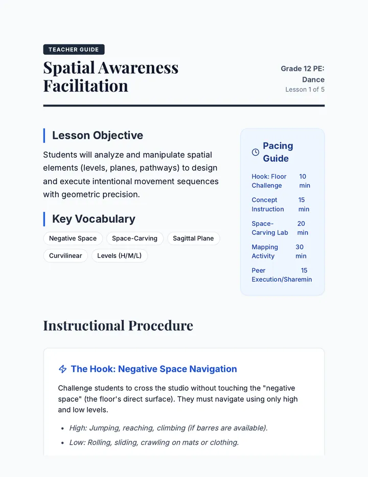 Spatial Awareness Teacher Guide