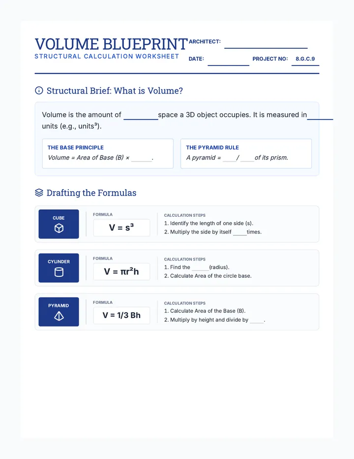 Volume Blueprint Worksheet