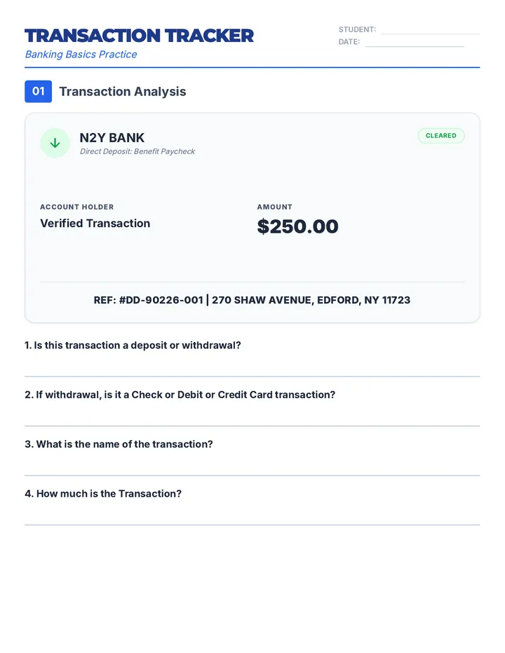 Transaction Tracker Worksheet