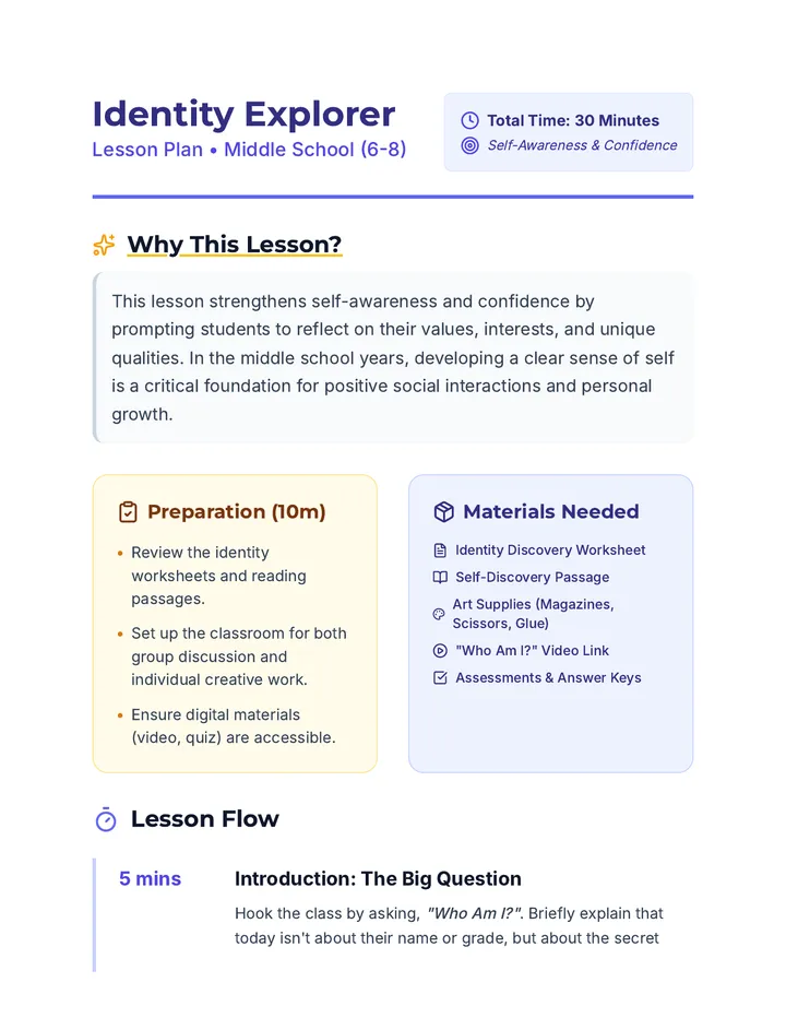 Identity Explorer Lesson Plan