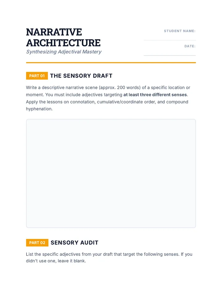 Sensory Draft Review Worksheet