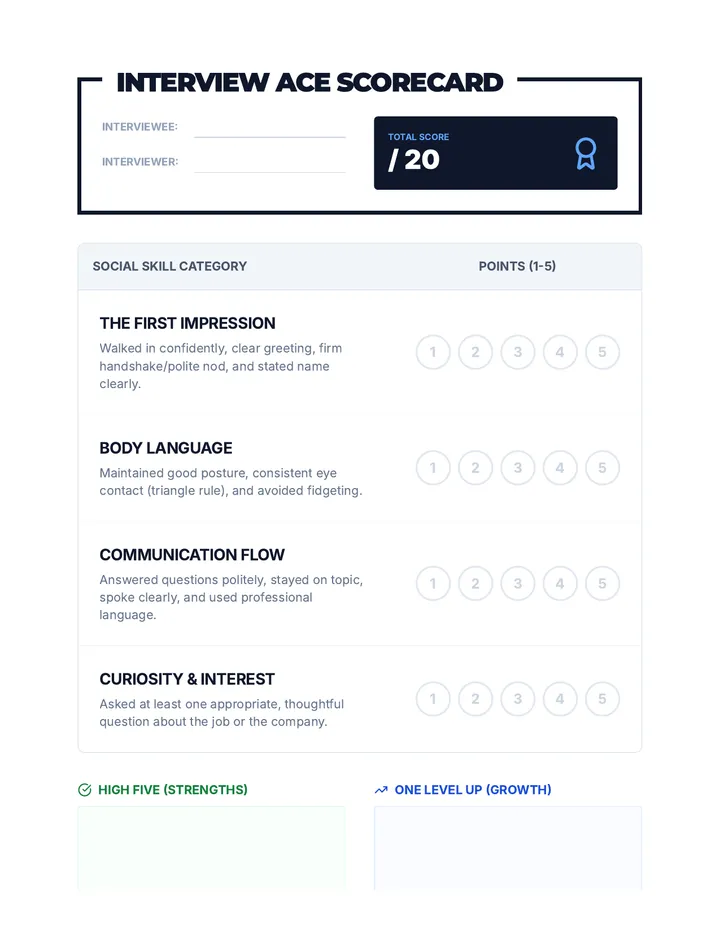 Mock Interview Scorecard