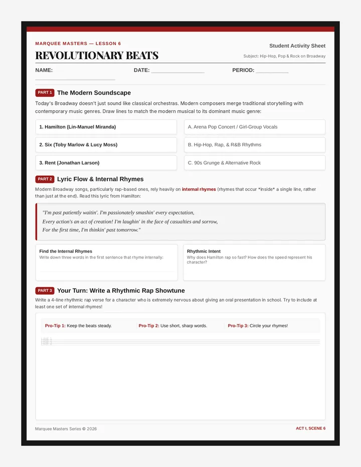 Revolutionary Beats Worksheet
