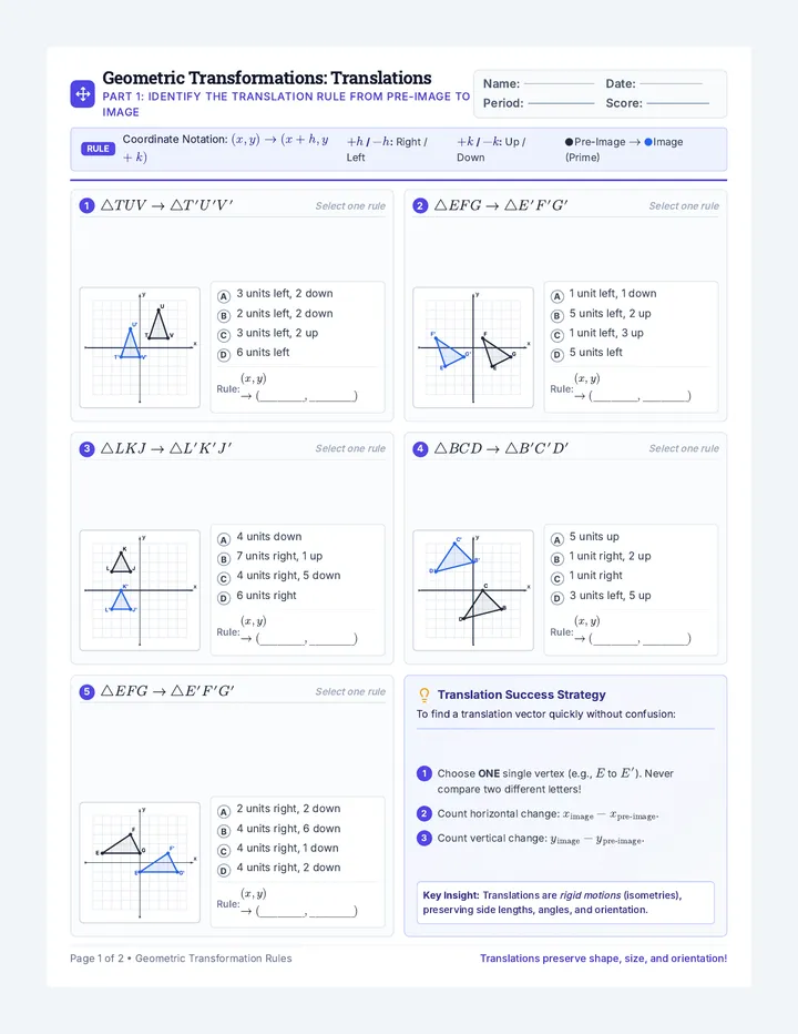 Translation Rules Worksheet