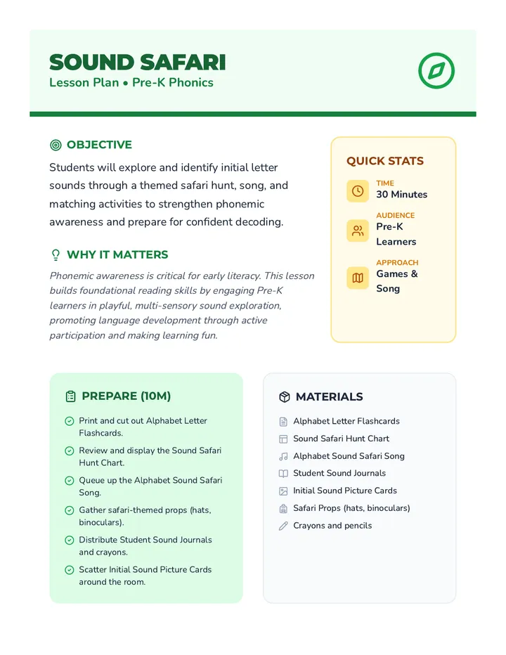 Sound Safari Lesson Plan