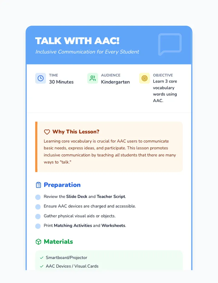 Talk with AAC Lesson Plan