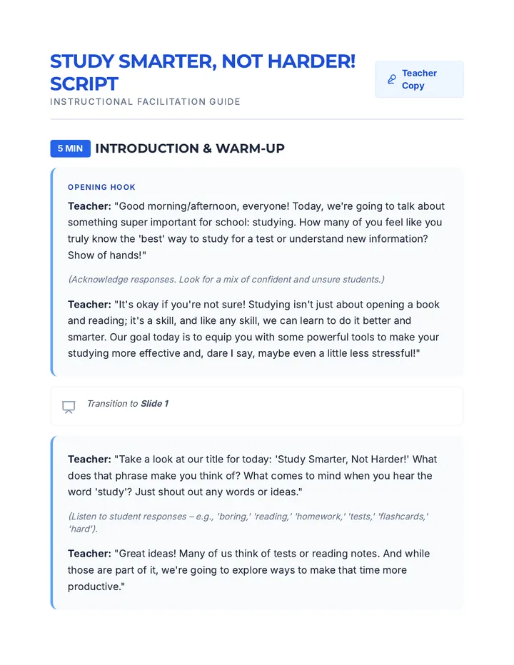 Study Smarter Script
