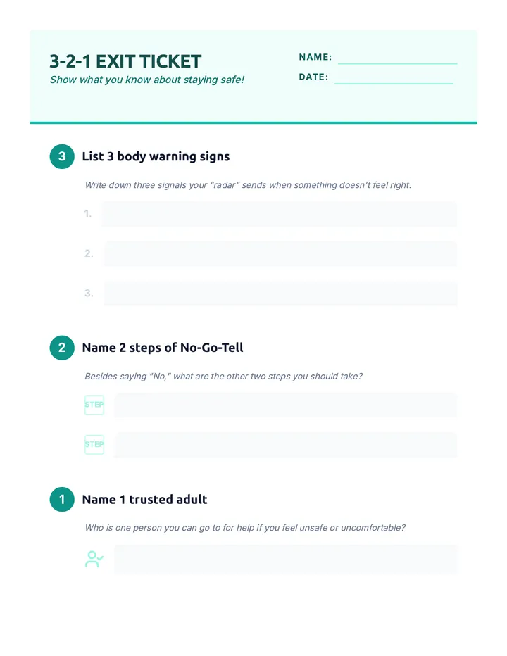 Safety Radar Exit Ticket