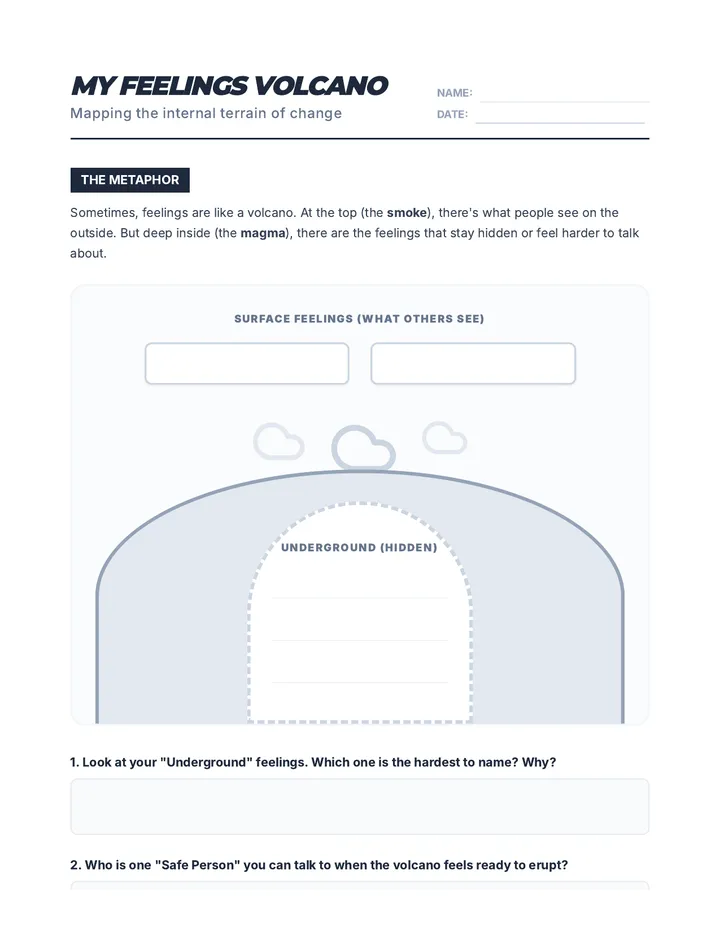 Feelings Volcano Worksheet