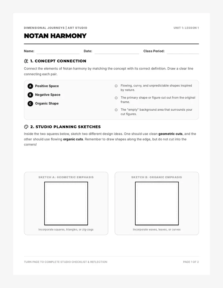 Notan Harmony Worksheet